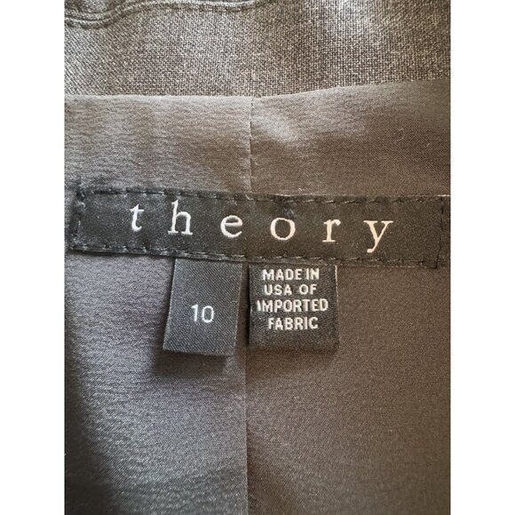 Theory Charcoal Gray Wool Blazer Women's Size 10 Gabe N Edition Single Breasted - Picture 8 of 10